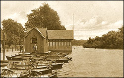 Hyde Park. The lake and moored boards 1904